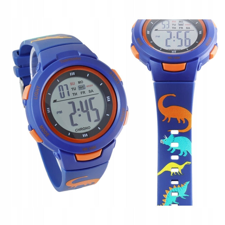 Timemaster LCD children's watch with dinosaurs, navy blue 007/46