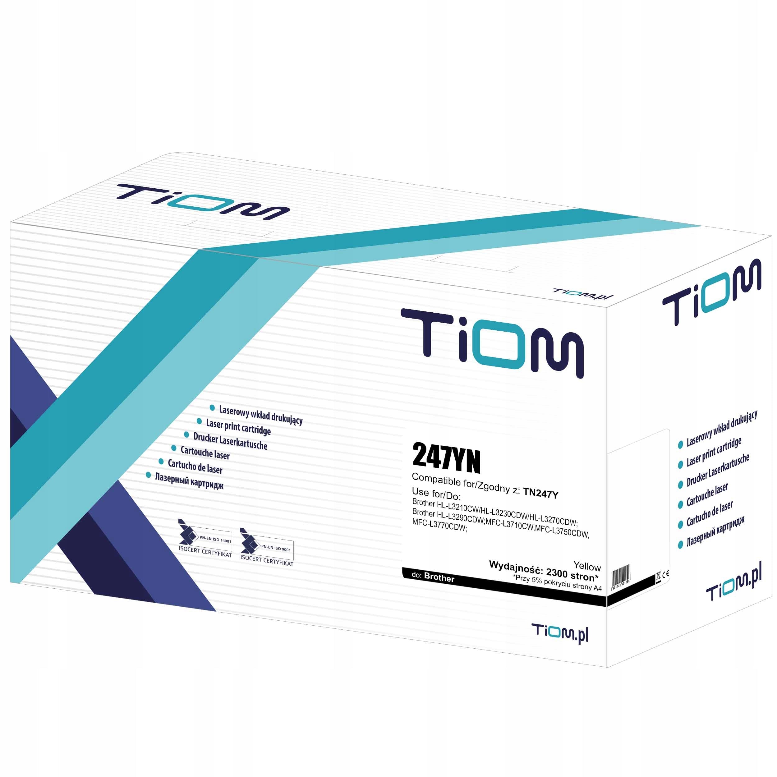 Tiom toner for Brother 247YN TN247Y 2300 pages. Yellow Manufacturer code Ti-LB247YN