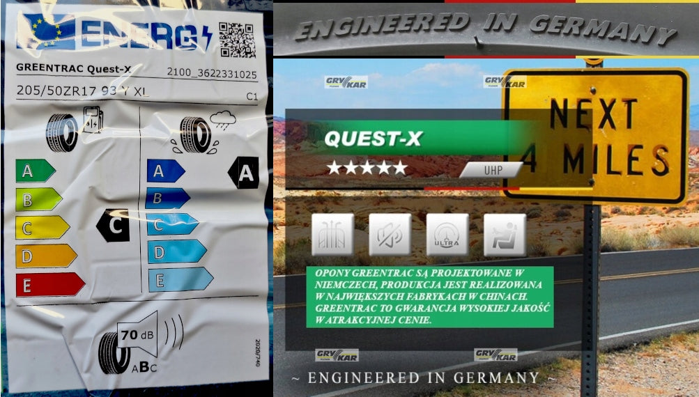 Tires 205/50R17 Greentrac Quest-X due: A 2026 3-year warranty PLN 215/pc. Season summer
