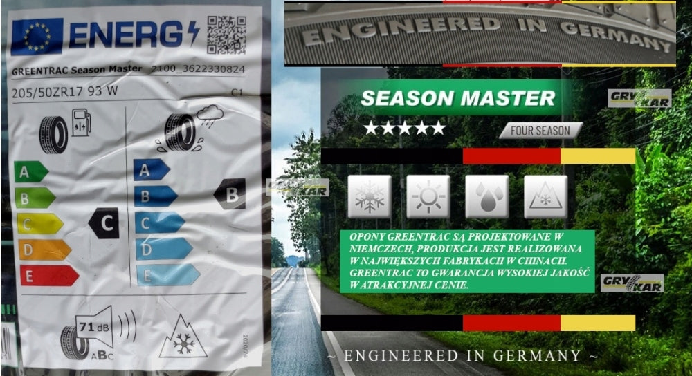 Tires 205/50R17 Greentrac Season Master 25r C/B/71dB 3-year warranty PLN 240/piece Season all-season