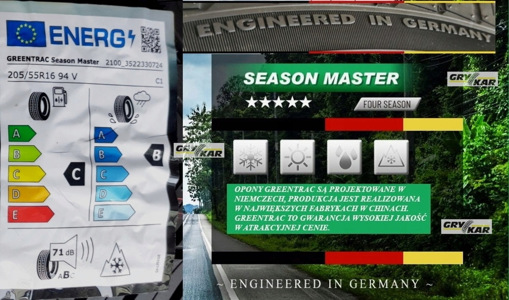 Tires 205/55R16 Greentrac Season Master 26r C/B/71dB 3-year warranty PLN 235/piece Season all-season