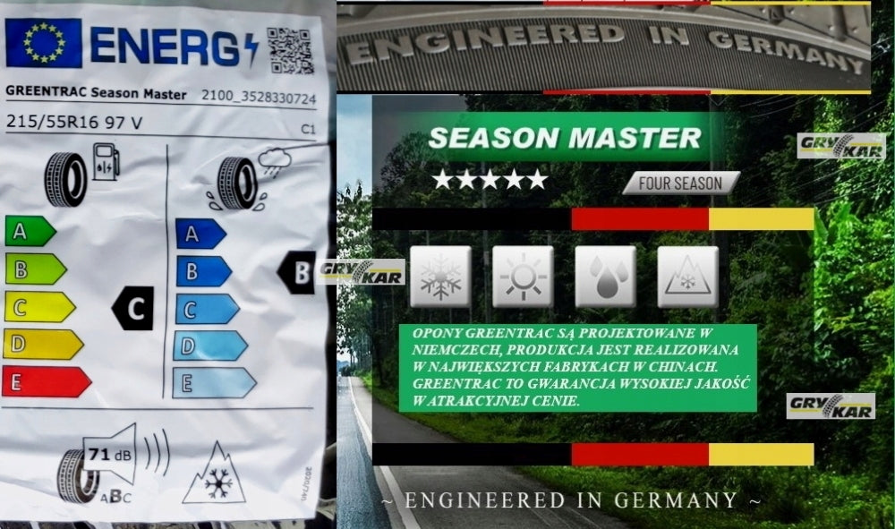 Tires 215/55R16 Greentrac Season Master 25r C/B/71dB 3-year warranty PLN 220/piece Season all-season