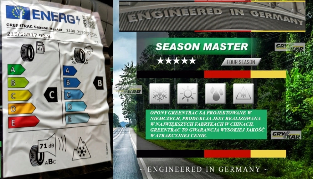 Tires 215/55R17 Greentrac Season Master C/B/71dB 25r 3-year warranty PLN 230/piece Season all-season
