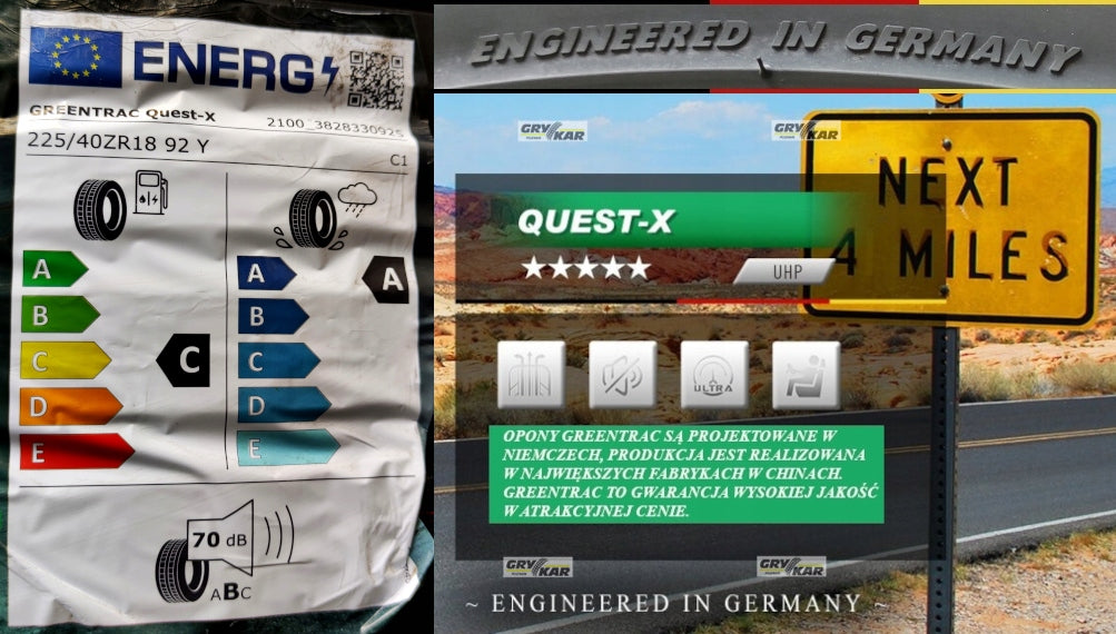 Tires 225/40R18 Greentrac Quest-X, date: A 2026, 3-year warranty, PLN 235/piece Season summer