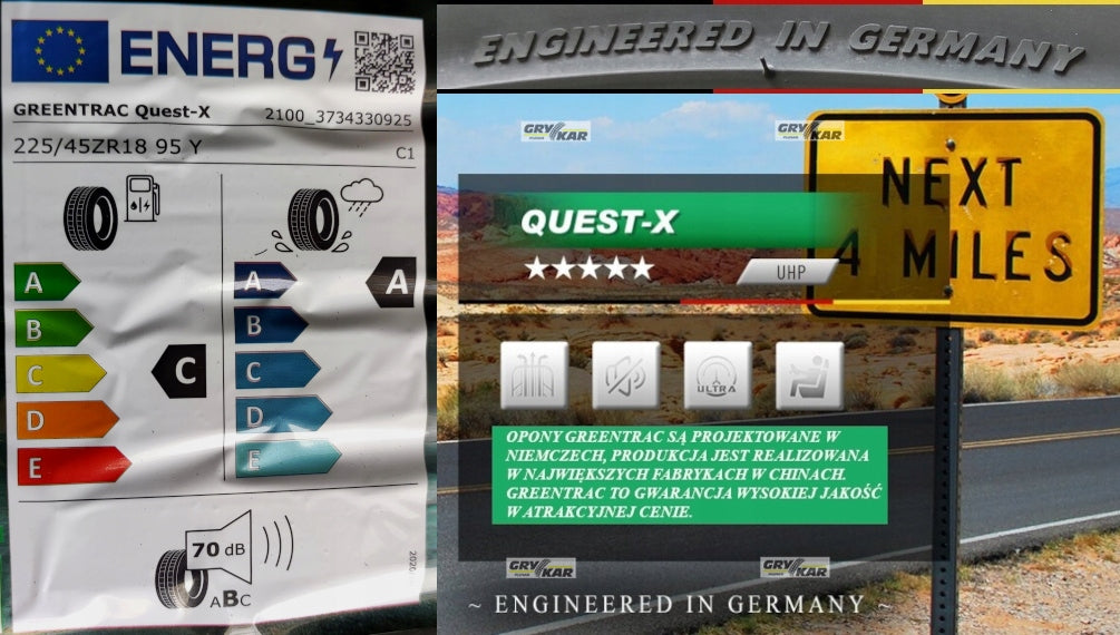 Tires 225/45R18 Greentrac Quest-X, date: A 2026, 3-year warranty, PLN 240/piece Season summer