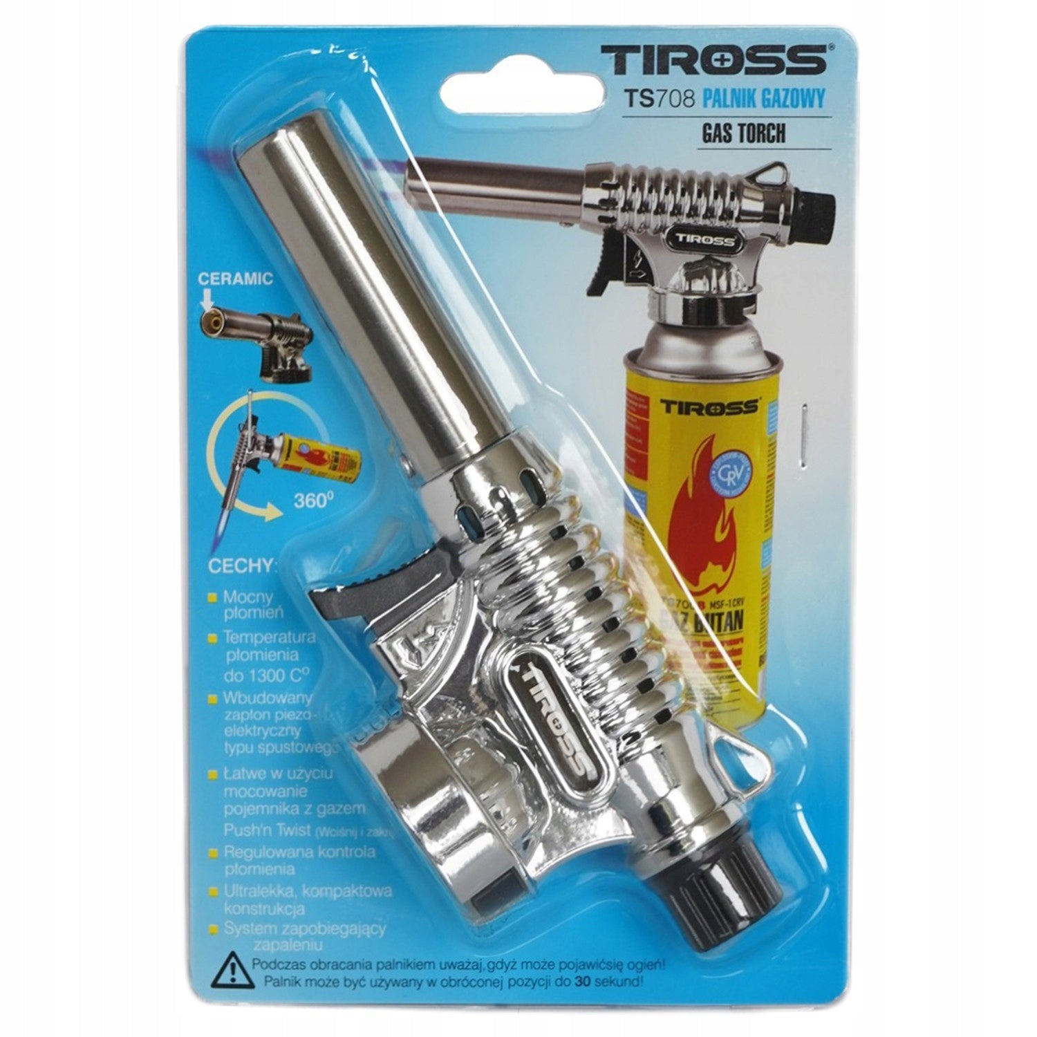 Tiross TS708 Gas burner with ceramic nozzle chrome Manufacturer code TS708