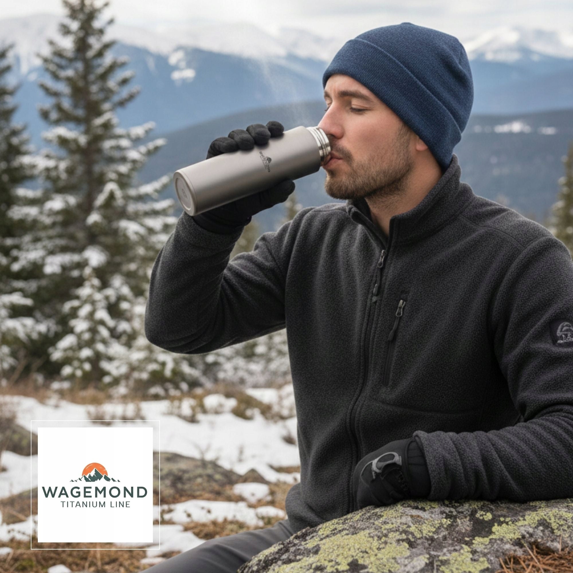 Titanium thermos WAGEMOND 450 ml, ultra-light, double layer, brush Manufacturer code TF-TI-25-01-001