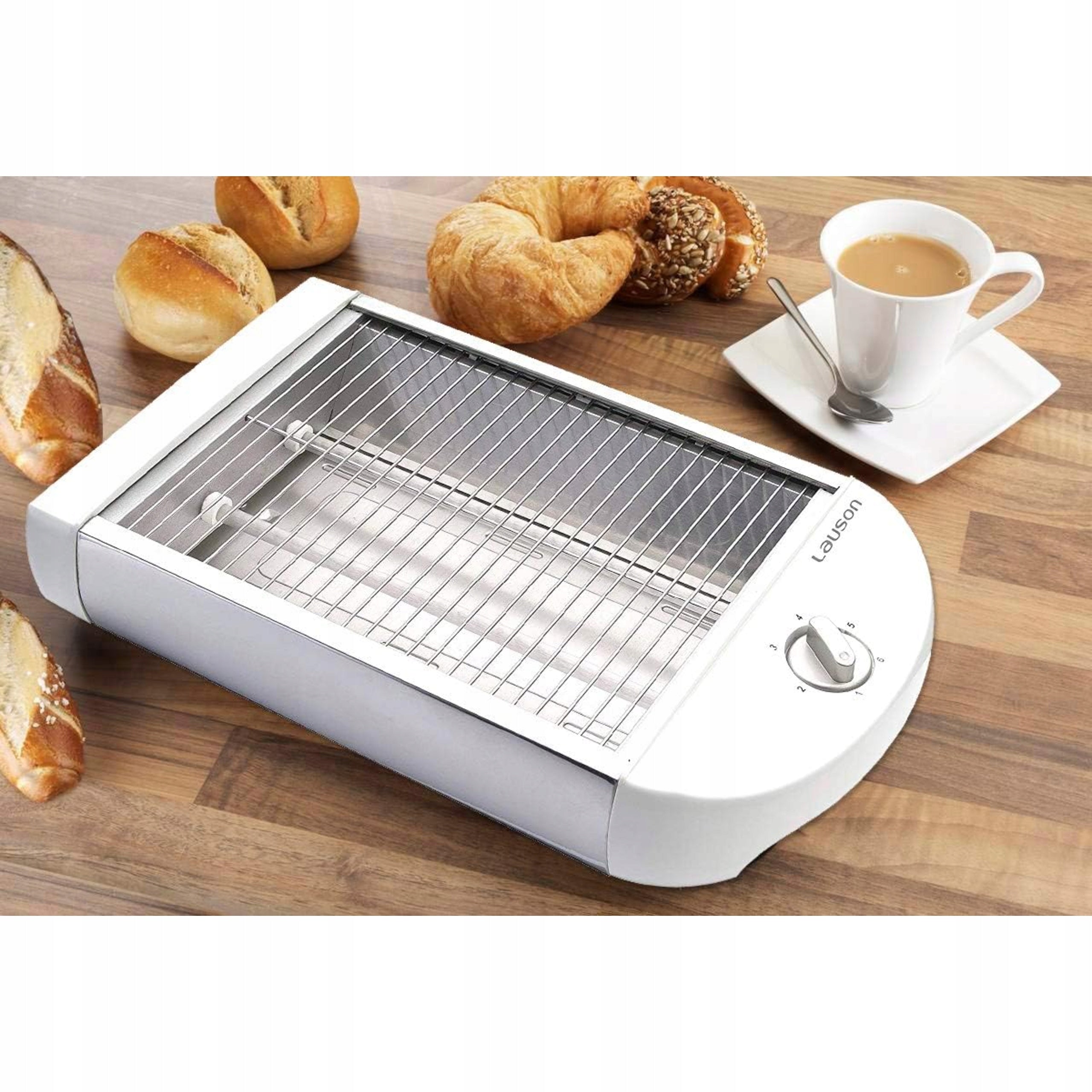 Toaster 4 slices horizontal 600W white stainless steel crumb tray Brand LAUSON