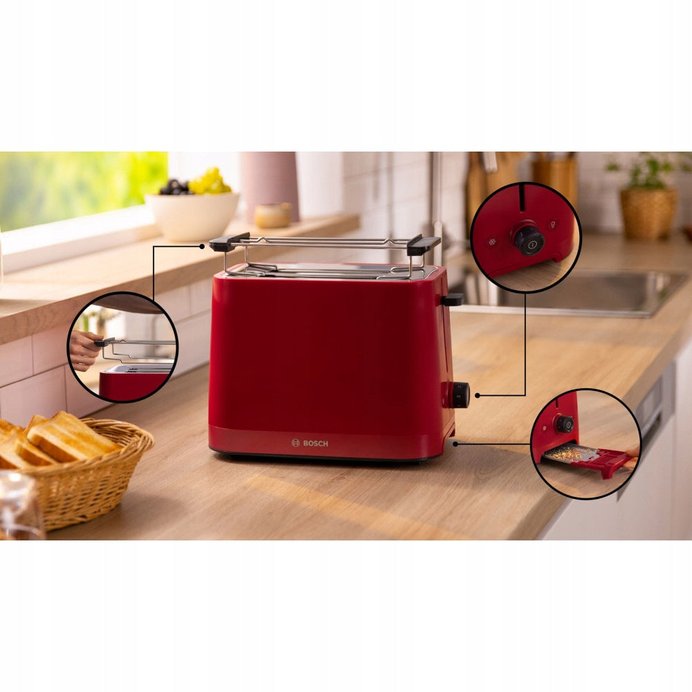Toaster BOSCH TAT 3M124 Dominant color red