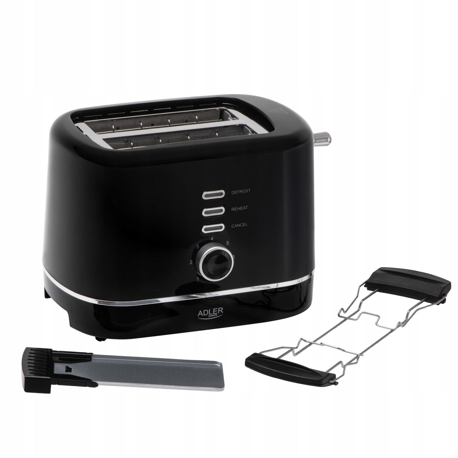Toaster Black Adler 850W 7 Levels Toasting Defrosting Grate for Rolls Packaging status original