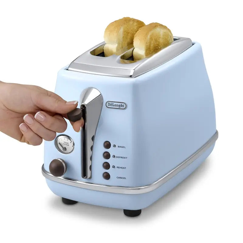 Toaster De'Longhi CTOV 2103 AZ Icona Vintage blue 900 W Included equipment grate for heating bread crumbs tray