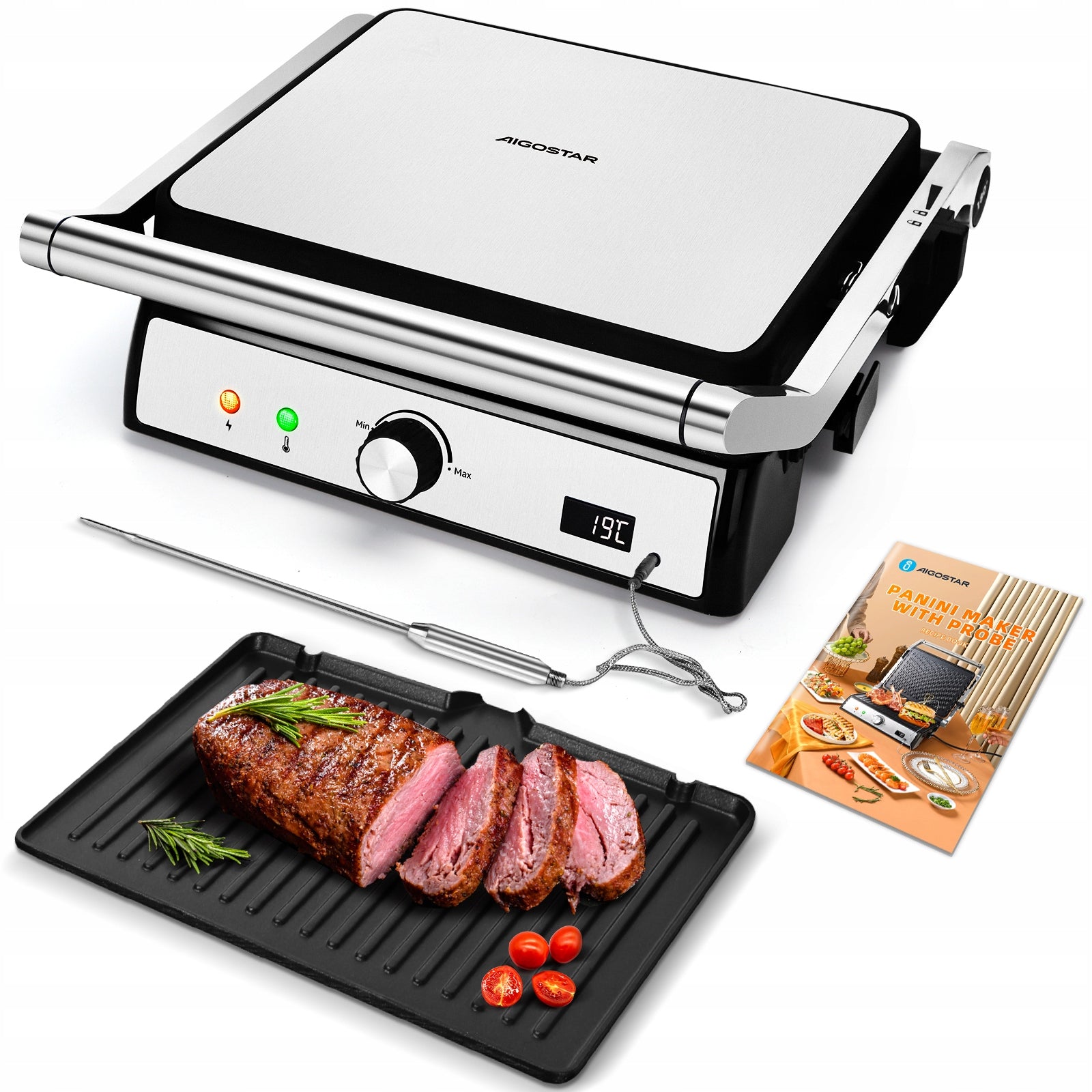 Toaster Electric Grill Sandwich Toaster 2000W + Temperature Probe