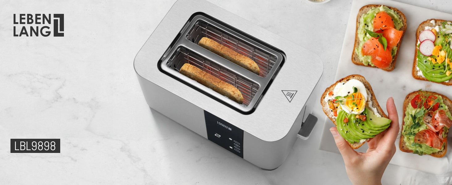 Toaster LEBENLANG Toaster 2 TOAST Grate for LED Rolls Defrosting 850W Dominant color silver/gray