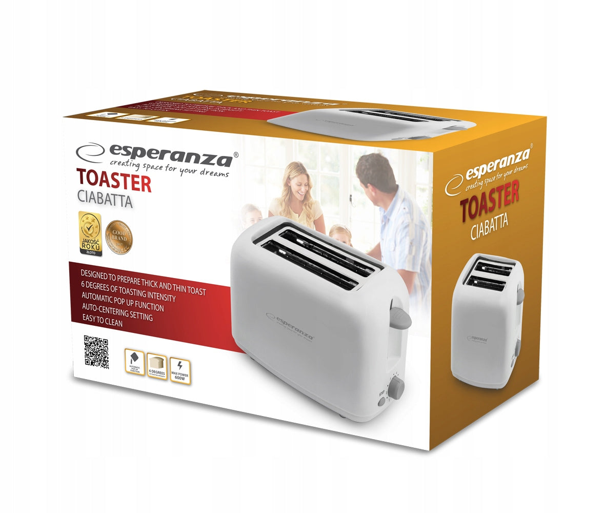 Toaster for TOAST BREAD TOASTER WHITE 600W Brand Esperanza