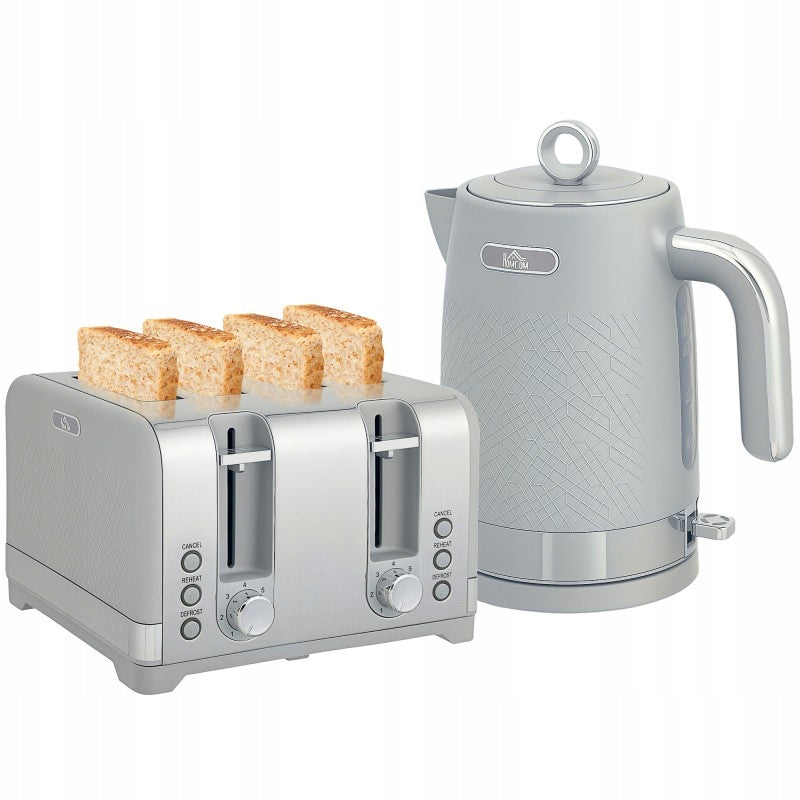 Toaster + kettle set 1.7L electric, Toaster 1860 W for 4 toasts
