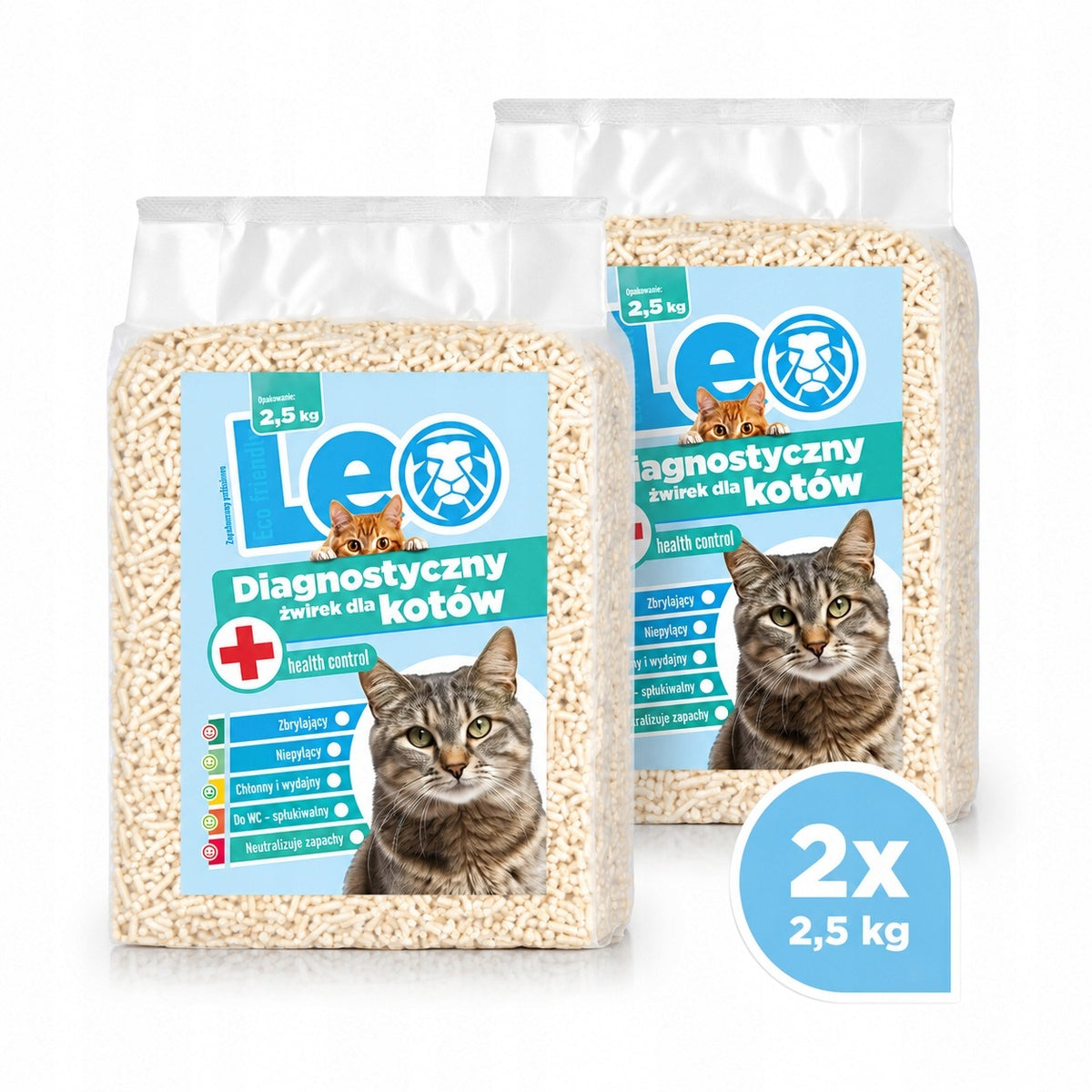 Tofu Litter LEO Diagnostic 2x2,5 kg pH Control Clumping 5 kg