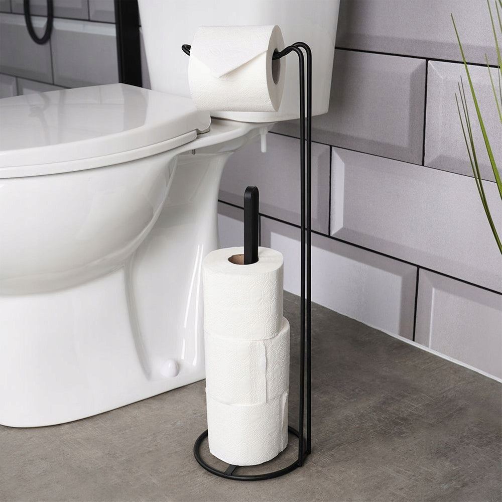 Toilet PAPER Rack Hanger Bathroom Floor Holder Black 54 cm Packaging status original