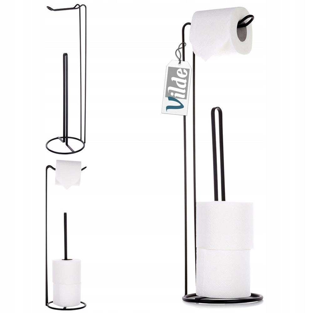 Toilet PAPER Rack Hanger Bathroom Floor Holder Black 54 cm