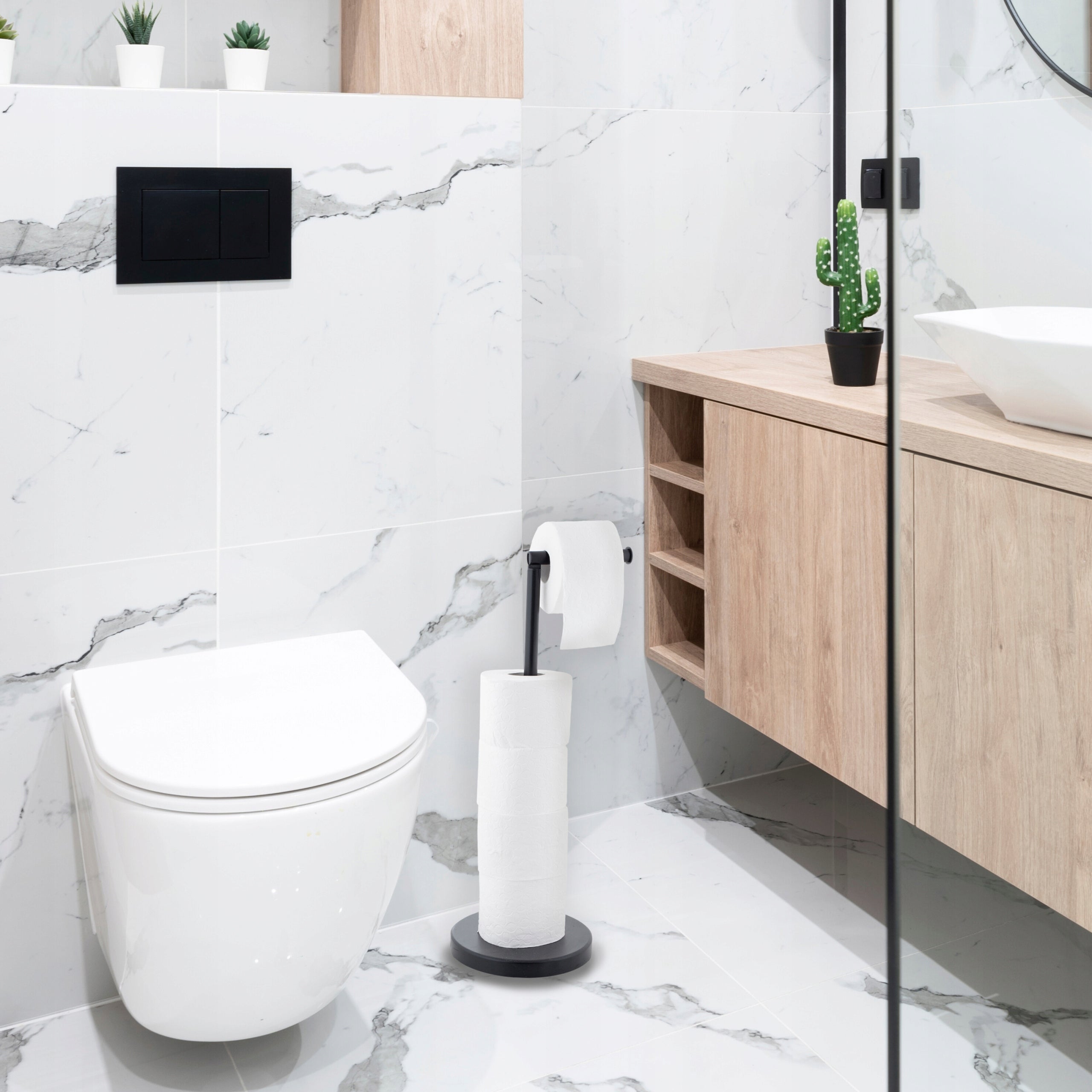 Toilet Paper Bathroom Hanger Stand 5 ROLLS for Bathroom Toilet BLACK Manufacturer code P.SP52-BLK