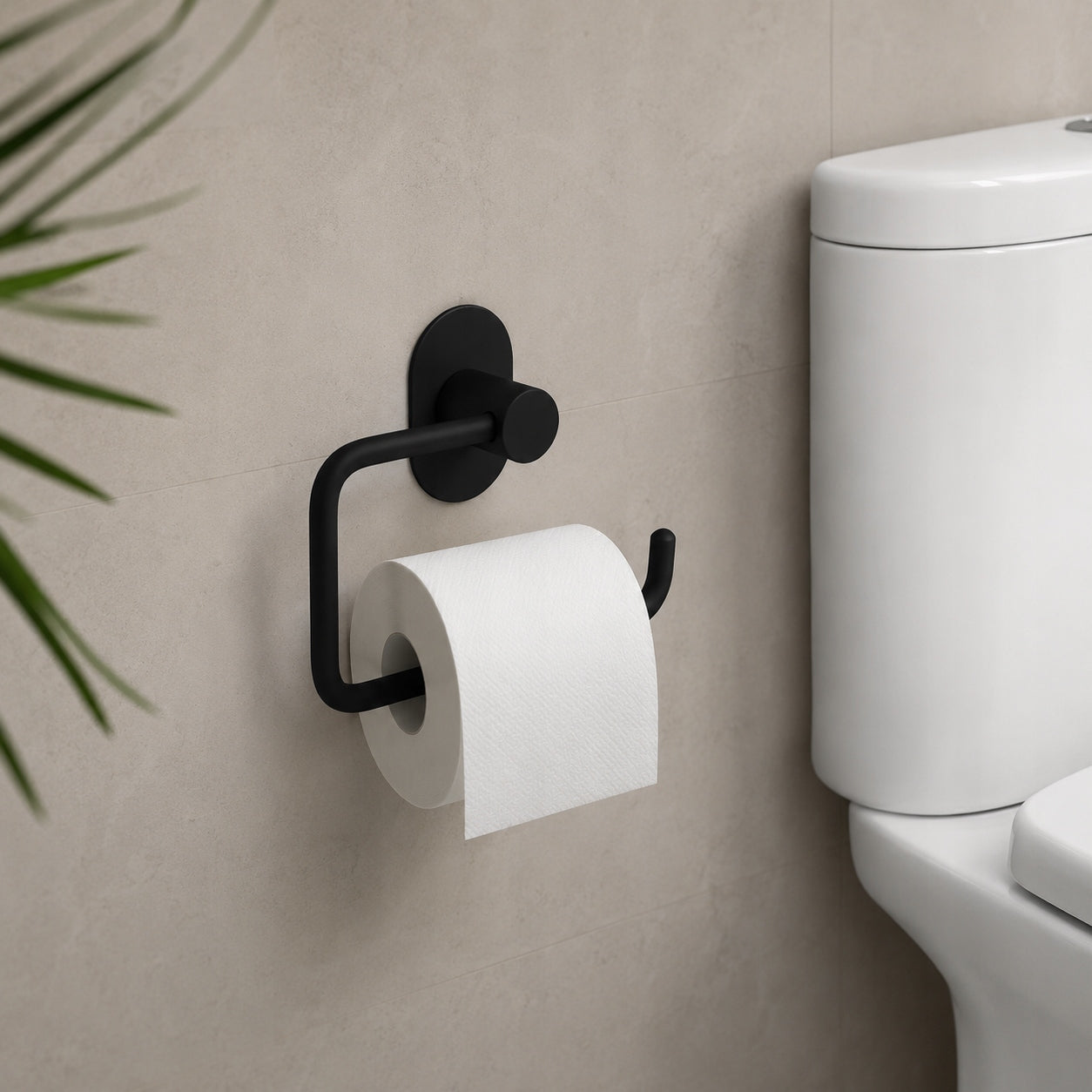 Toilet Paper Holder Black MIRI Steel Bathroom Self Adhesive Manufacturer code ALM_720S