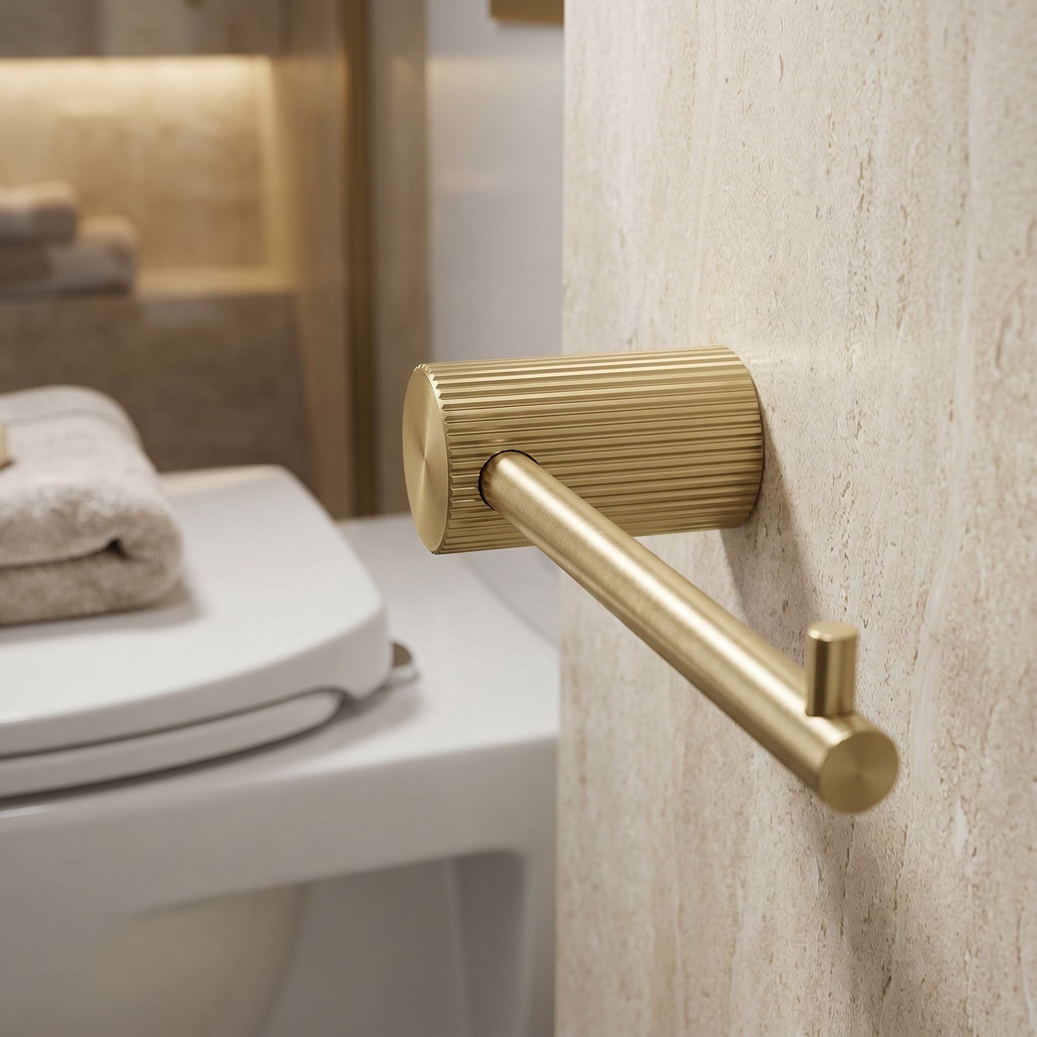 Toilet Paper Holder Gold Brushed Rea Solo Knurled Pegs Brand Rea