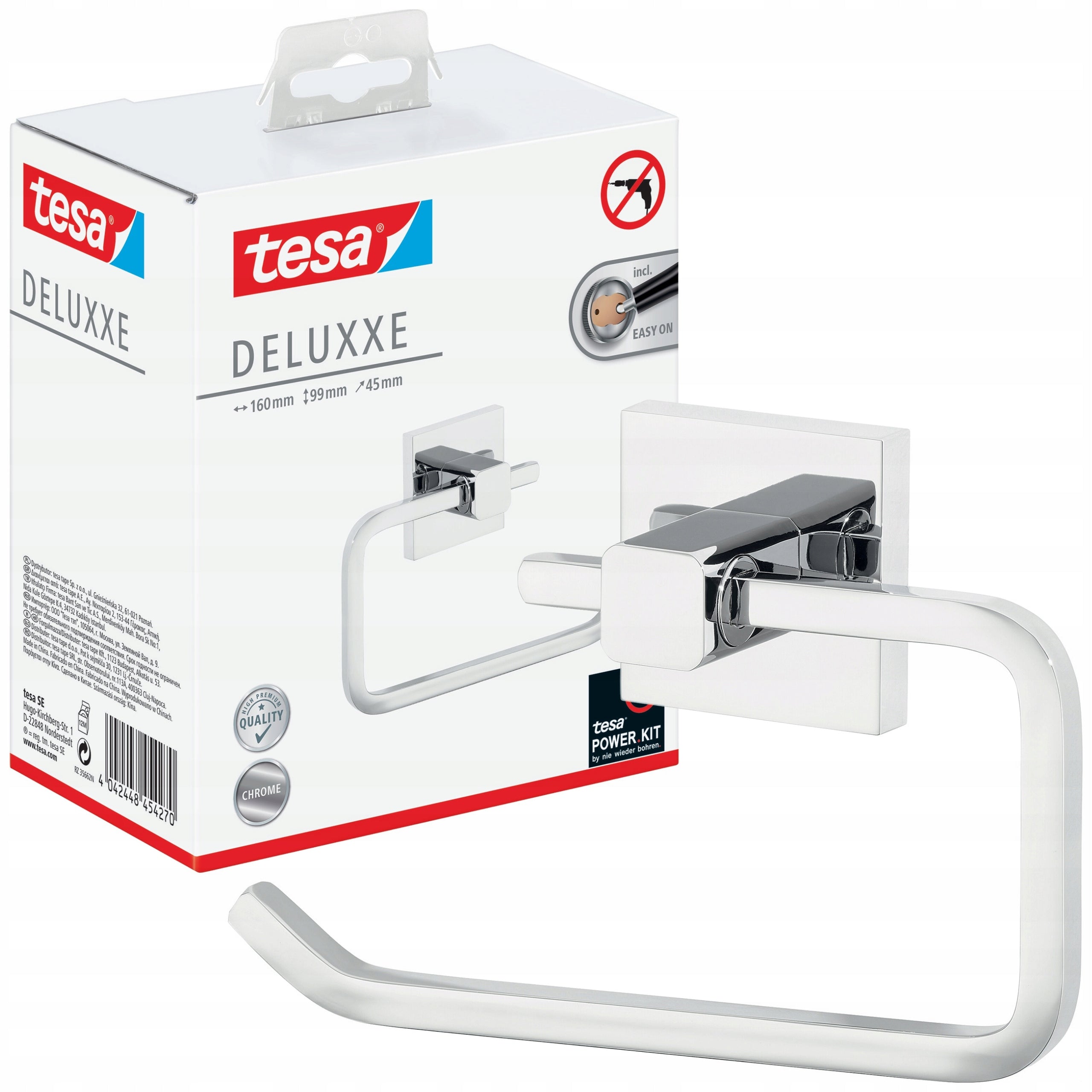 Toilet Paper Holder Self Adhesive Hanging Tesa DELUXXE Metal