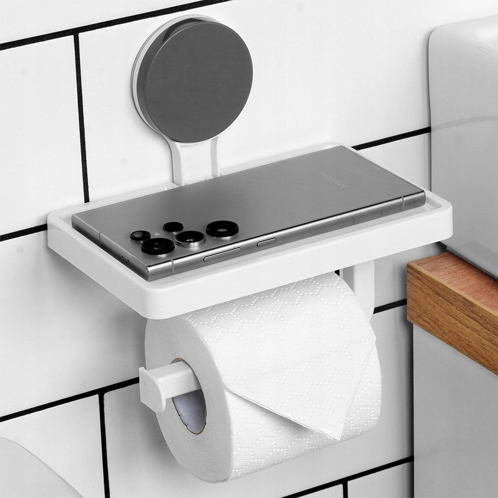 Toilet Paper Holder Suction Cup Wall Hanger Bathroom Shelf Packaging status original