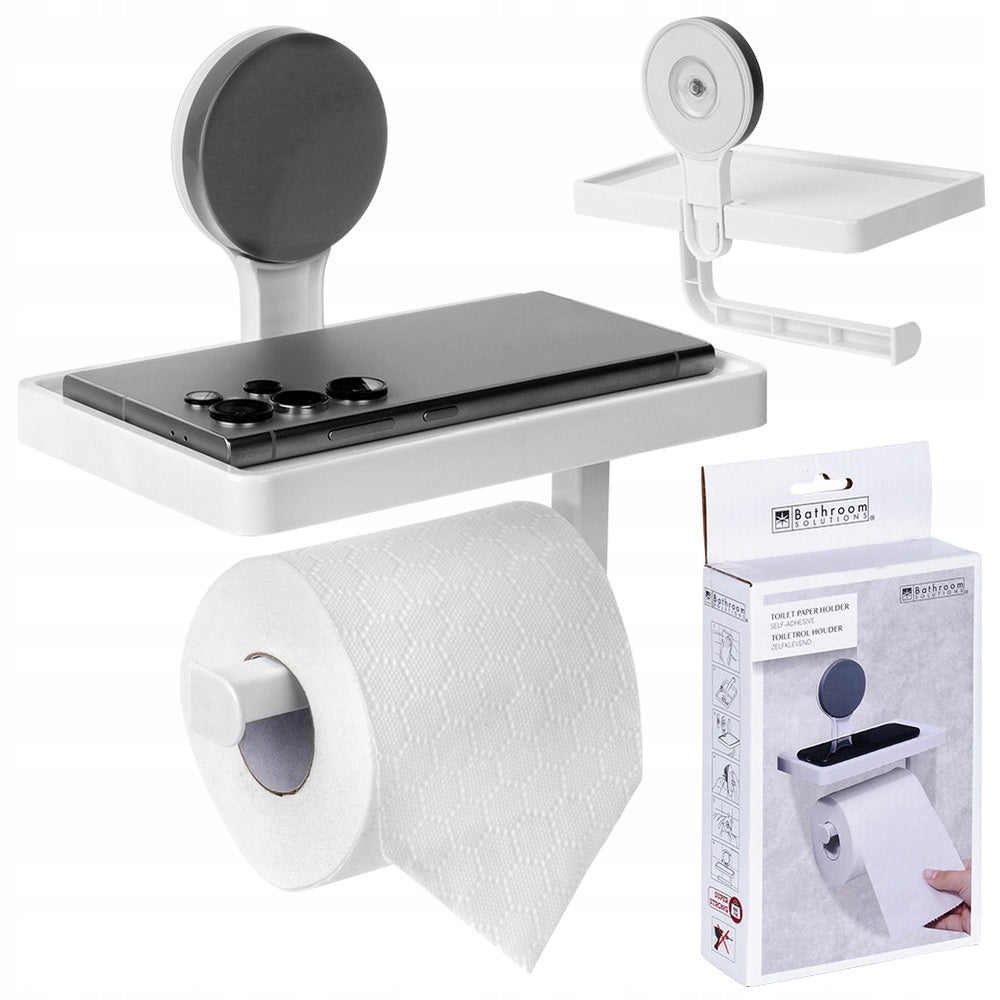 Toilet Paper Holder Suction Cup Wall Hanger Bathroom Shelf