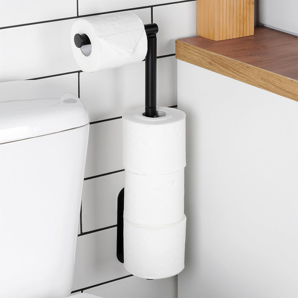 Toilet Paper Holder Wall Hanging Rack Bathroom Hanger Black Packaging status original