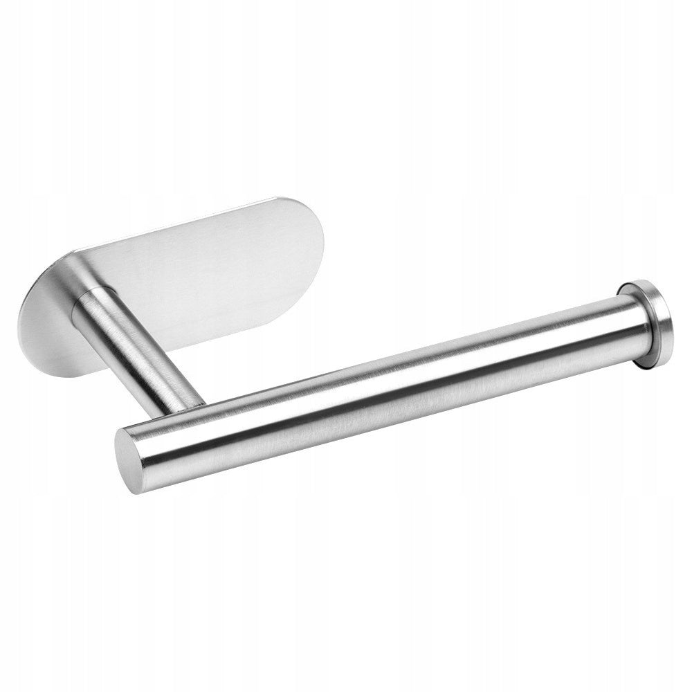 Toilet Paper Holder Wall Mounted Self Adhesive Bathroom Hanger Silver Packaging status original