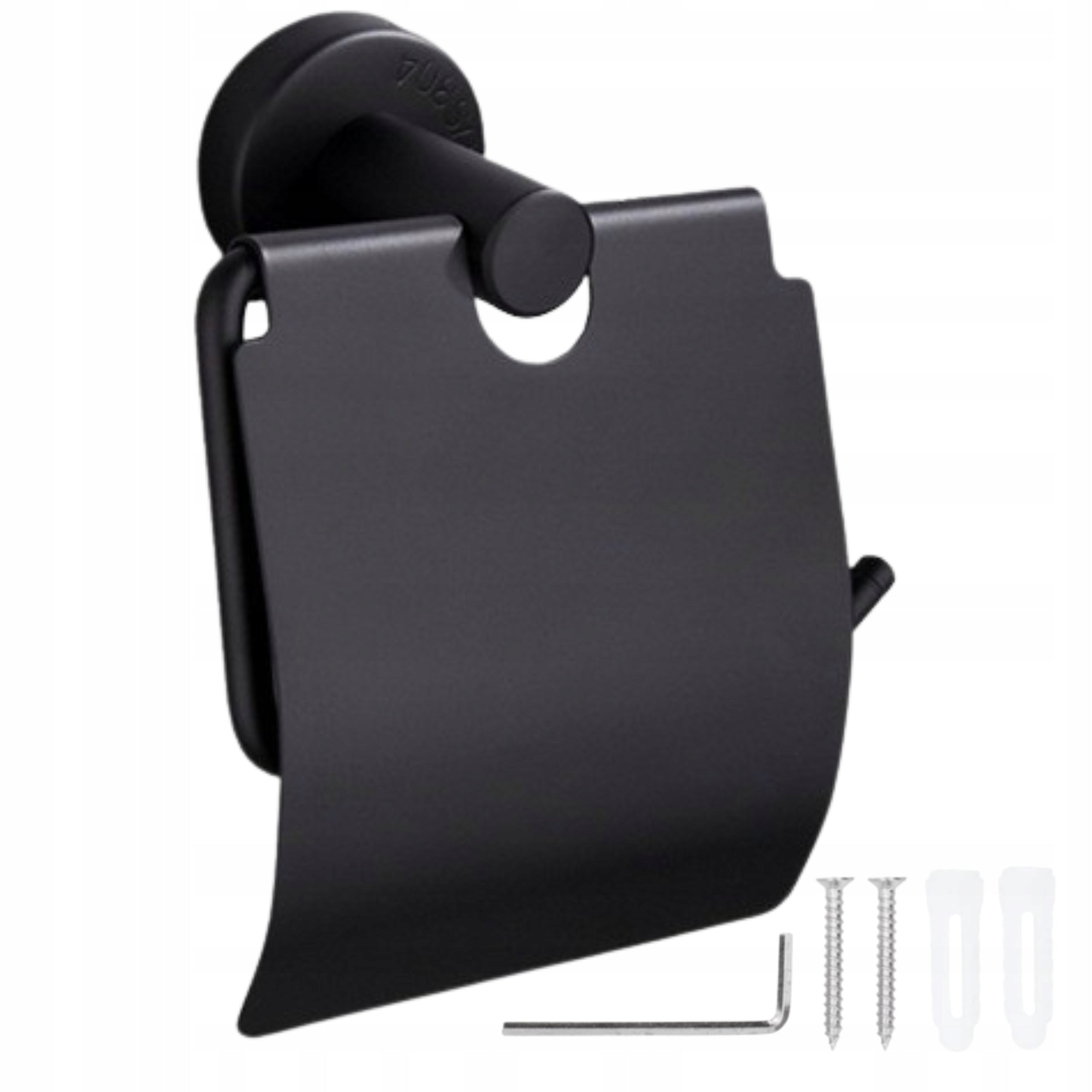 Toilet Paper Holder with Flap Black Stainless Steel BORG Hygiene
