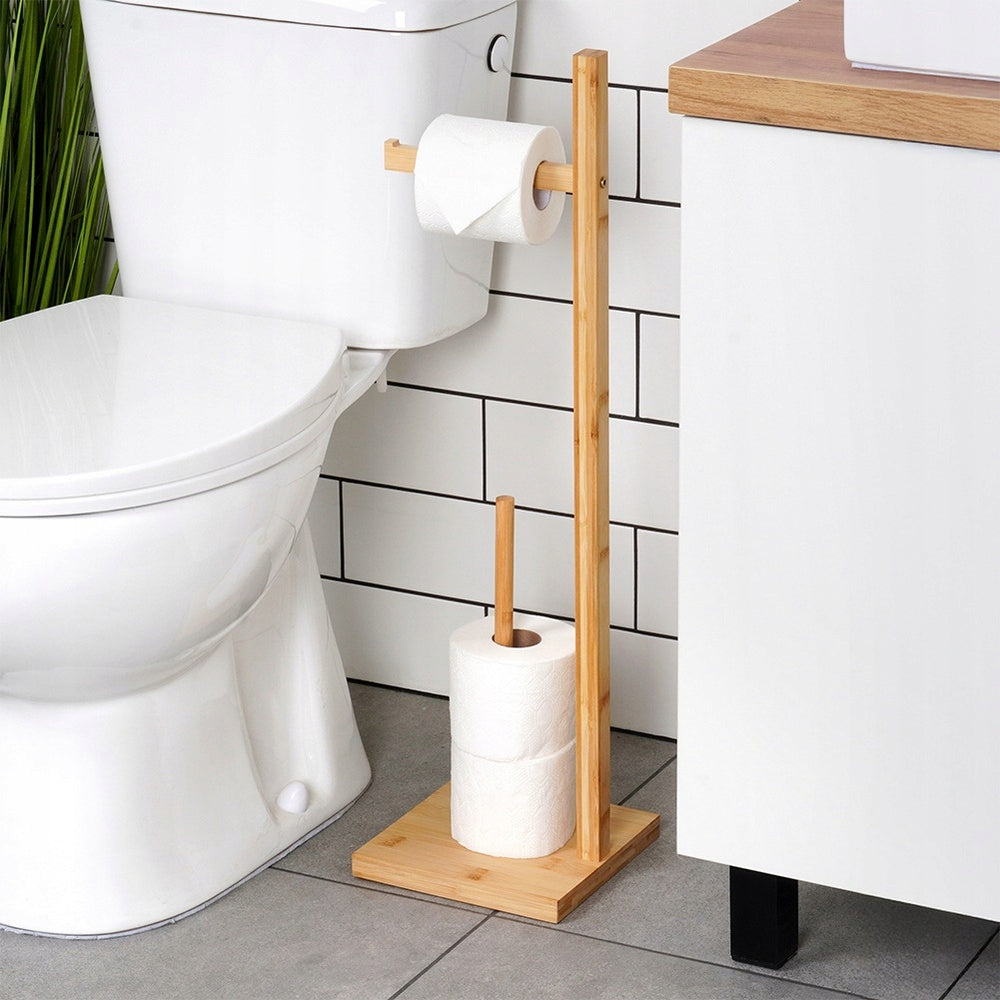 Toilet Paper Rack Hanger Bathroom Holder Bamboo Wooden Packaging status original