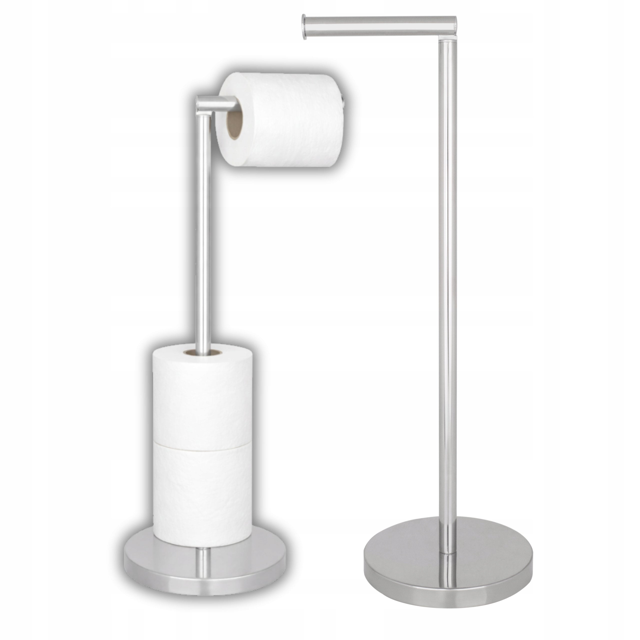 Toilet Paper Stand Bathroom Holder Silver Freestanding Metal AWD