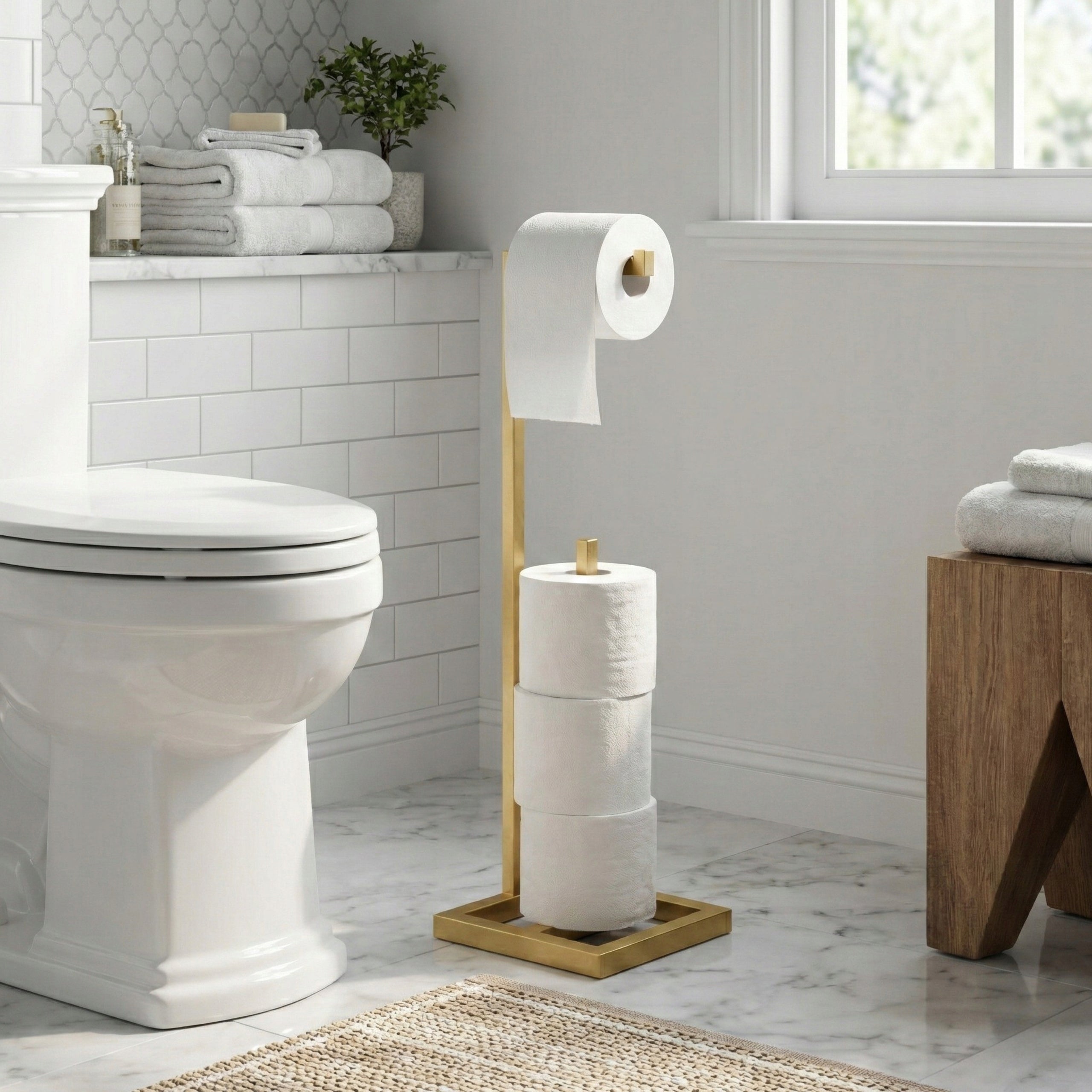 Toilet Paper Stand Metal Loft Gold Modern Holder Product PL Brand Framado