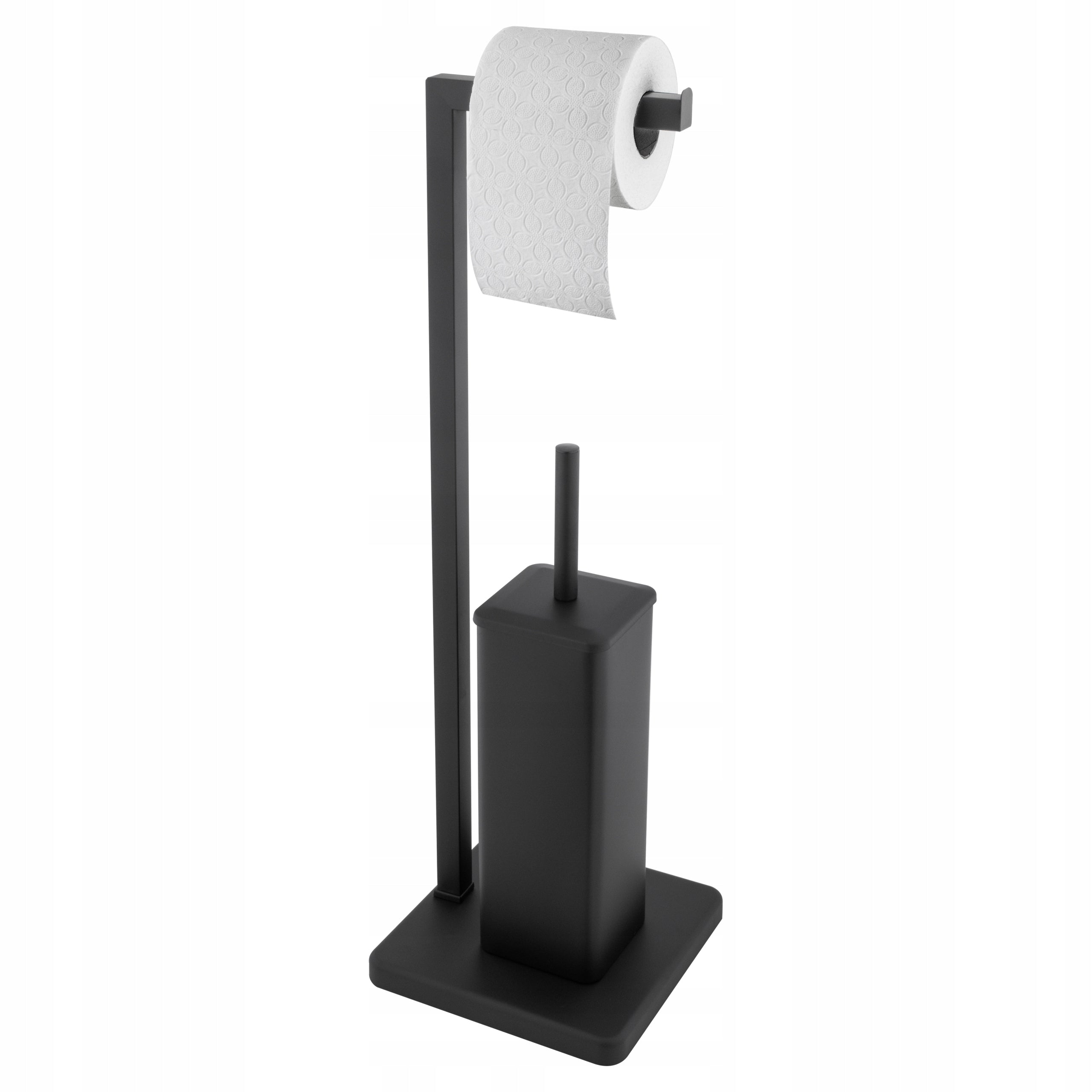 Toilet Paper Stand Toilet Brush 2in1 Handle Black Bathroom Mat