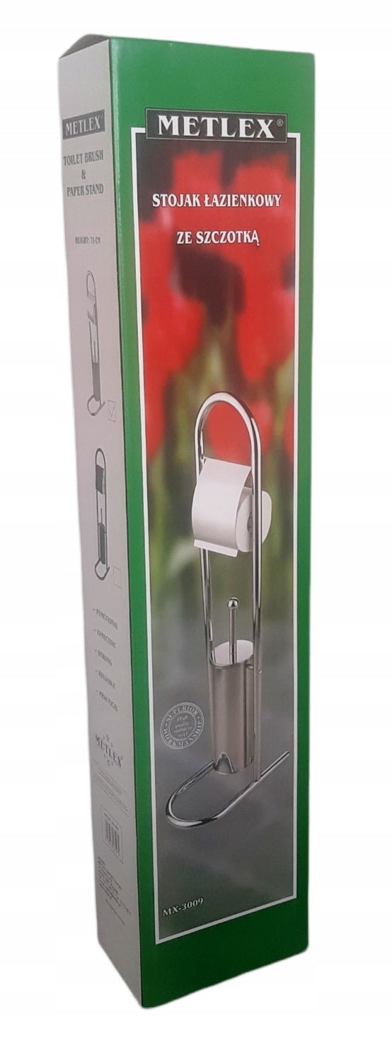 Toilet Paper Stand + Toilet Brush Bathroom Set Metal Brand Metlex