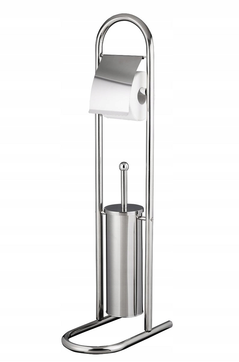 Toilet Paper Stand + Toilet Brush Bathroom Set Metal