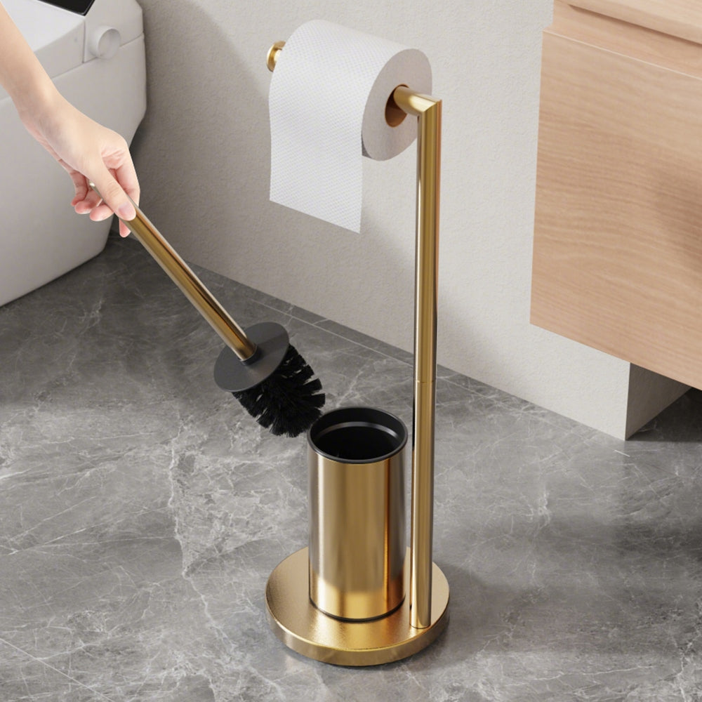 Toilet Paper Stand With Toilet Brush And Holder Set Metal Storage Gold Loft Manufacturer code 860070S