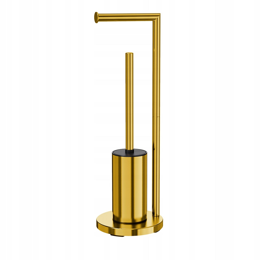 Toilet Paper Stand With Toilet Brush And Holder Set Metal Storage Gold Loft