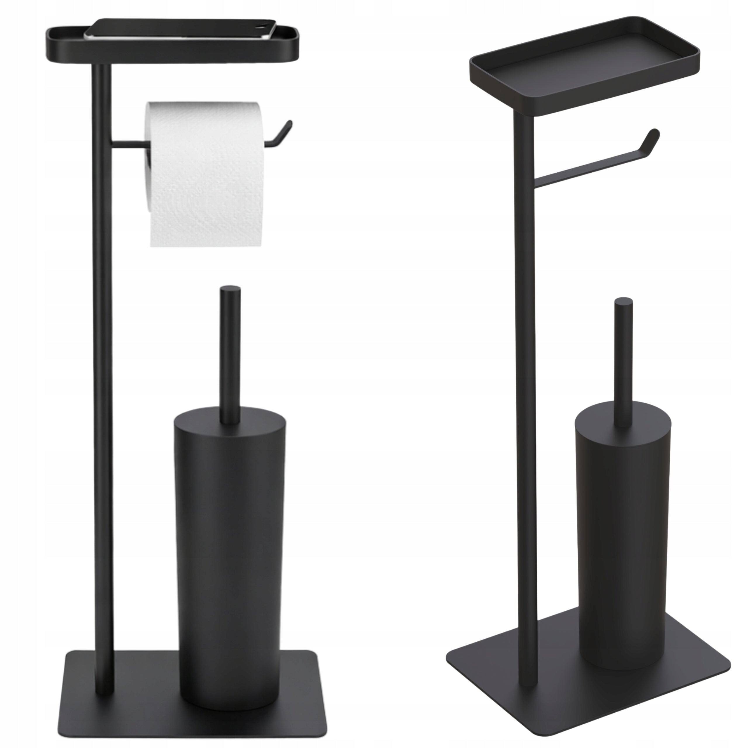 Toilet Paper Stand with Phone Shelf and Toilet Brush Black Loft Packaging status original