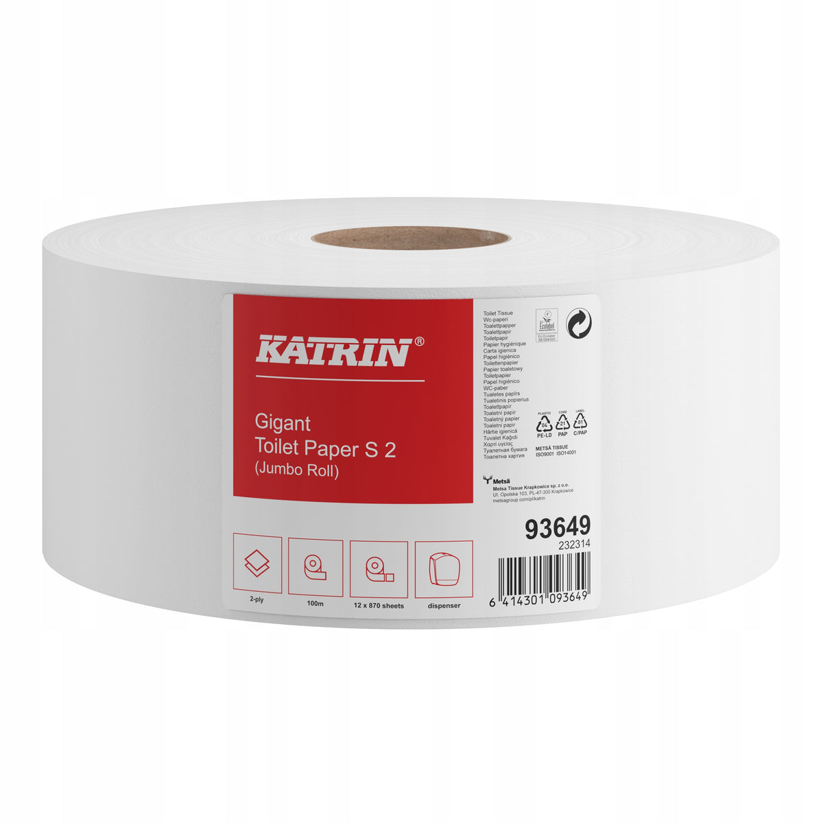 Toilet paper Katrin 93649 / 121050 Jumbo x12 100m Manufacturer Katrin