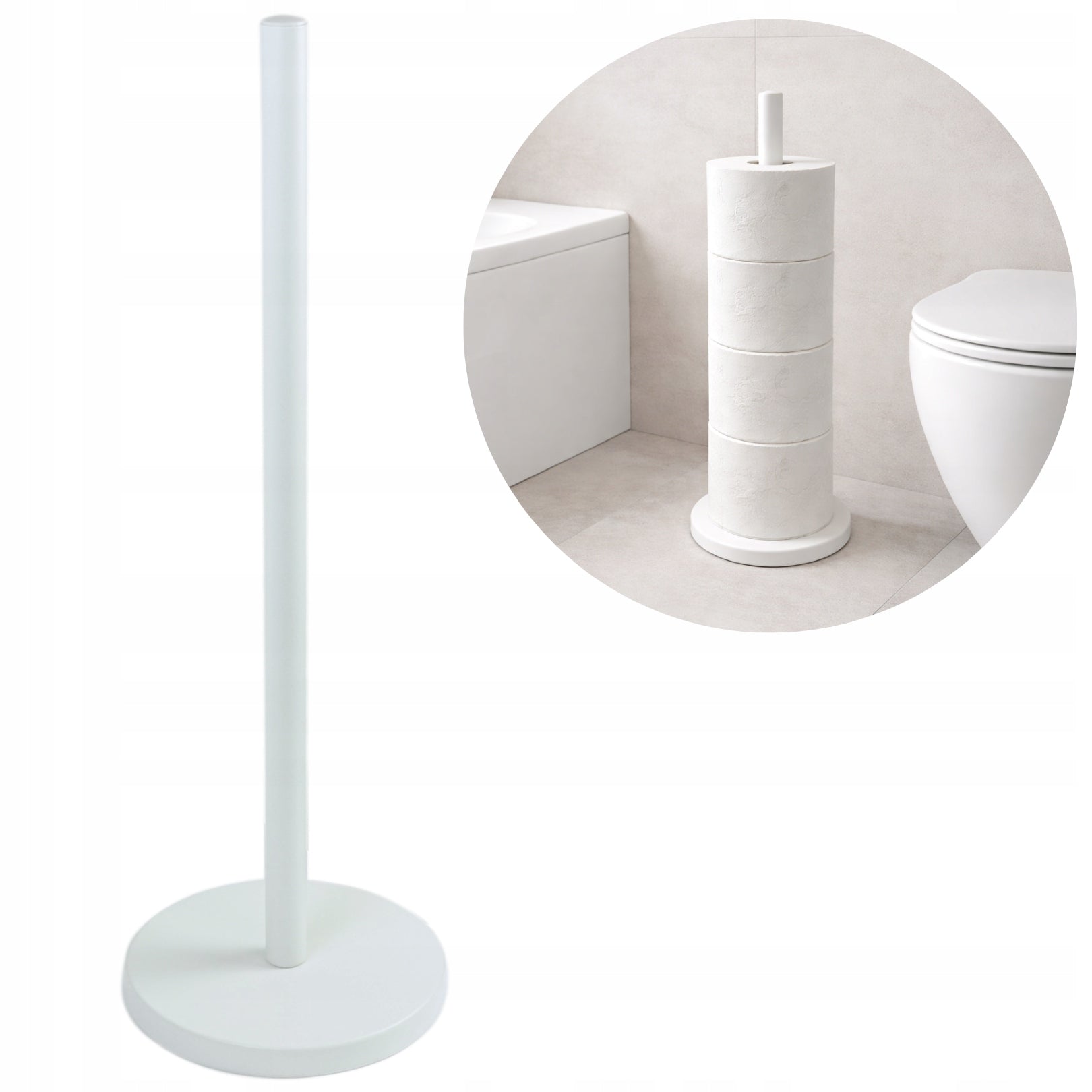 Toilet paper stand, for 4 rolls for bathroom toilet, hanger, white loft