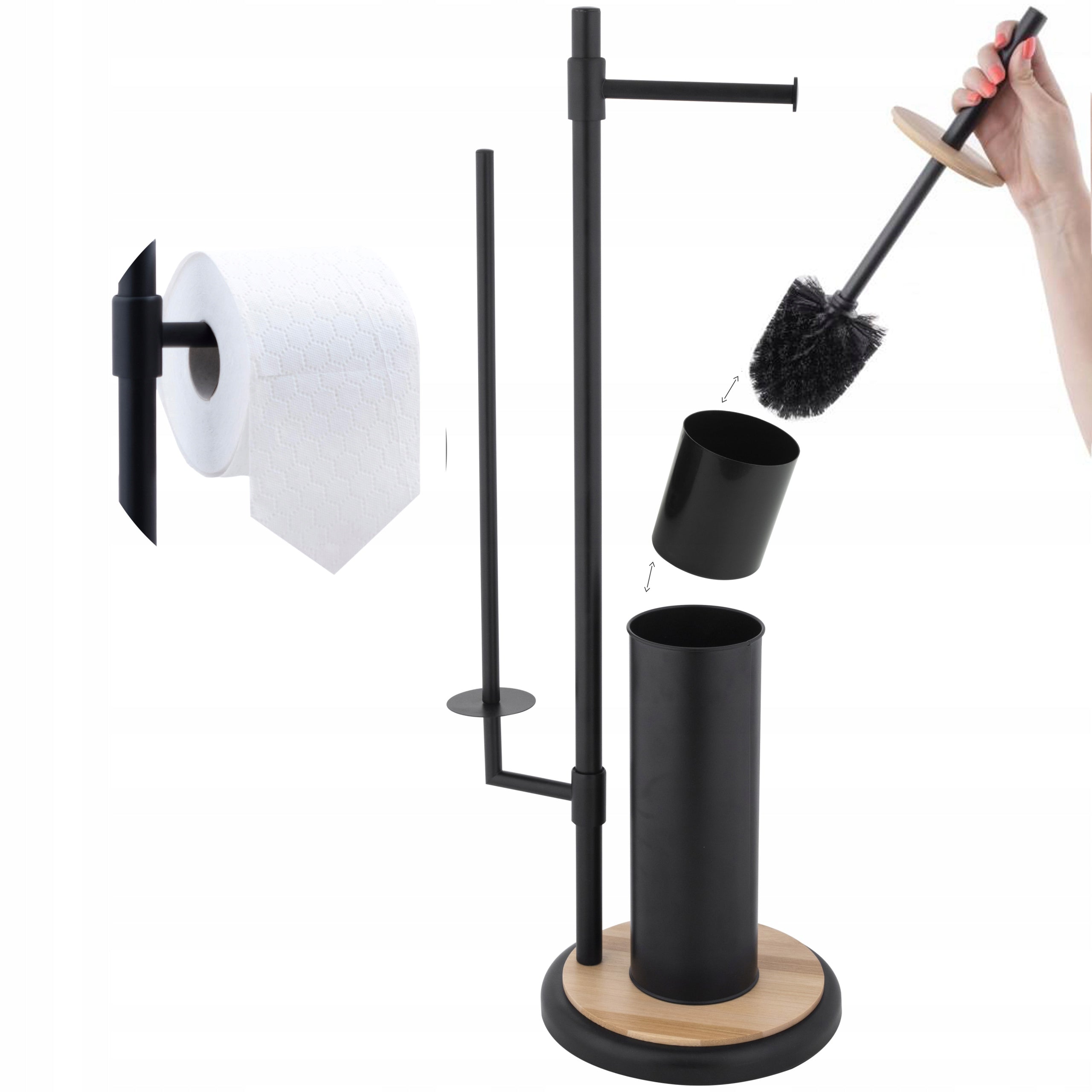 Toilet paper stand toilet brush black loft bamboo handle Manufacturer code P.SISU-BLK-B