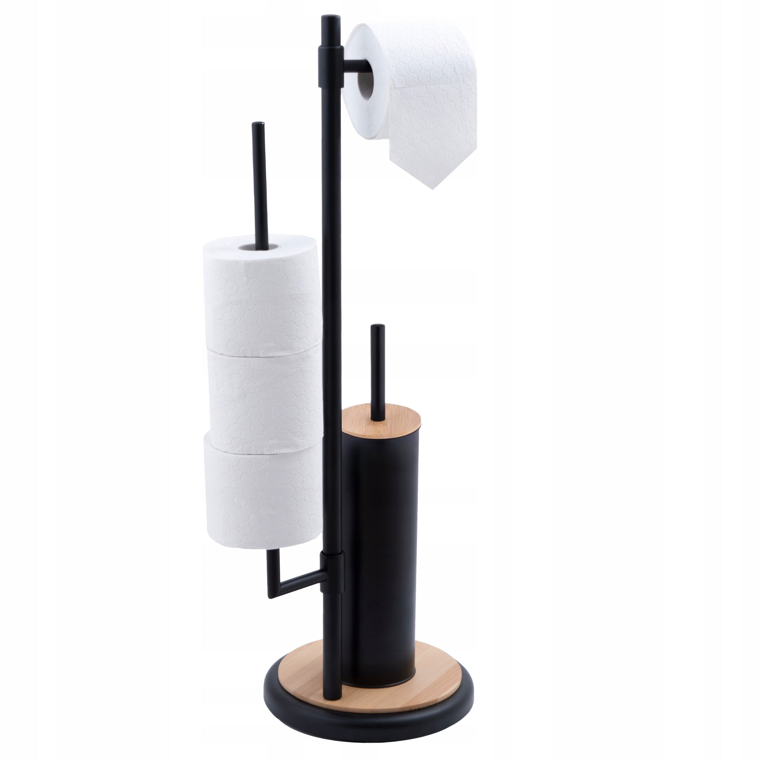 Toilet paper stand toilet brush black loft bamboo handle