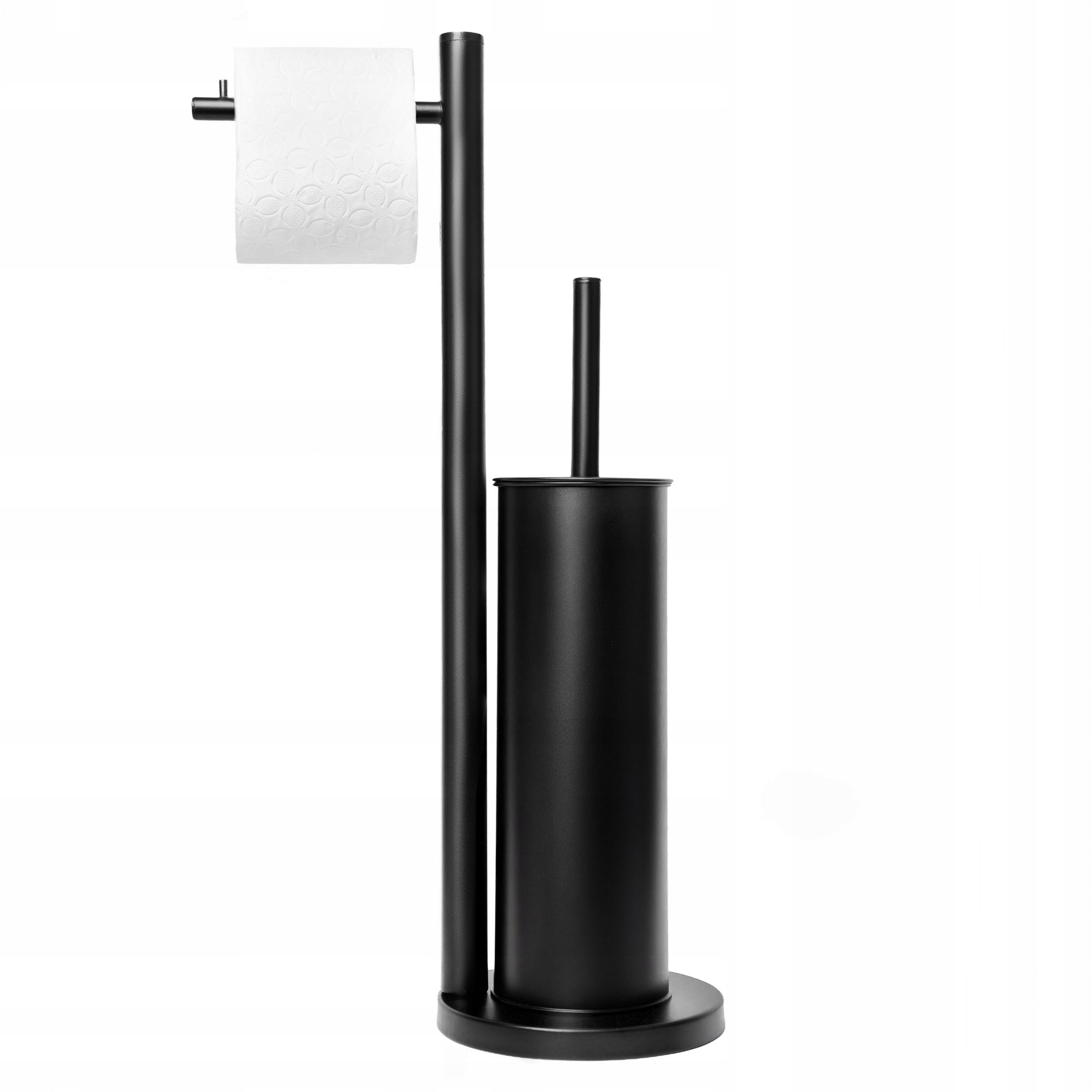 Toilet paper stand with handle and toilet brush black loft YOKA