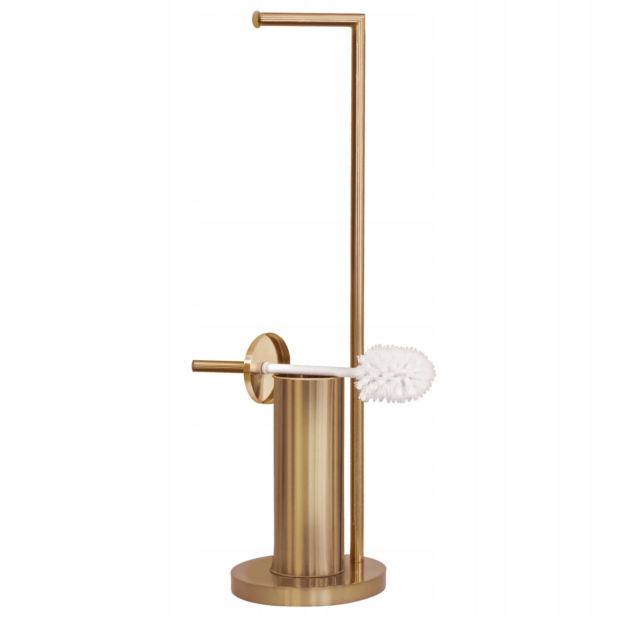 Toilet paper stand with handle and toilet brush gold freestanding
