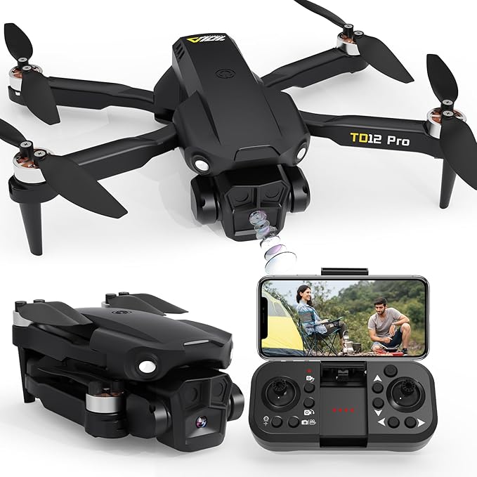 Toladrone TD12Pro Drone with 1080p Camera, Brushless FPV, Foldable