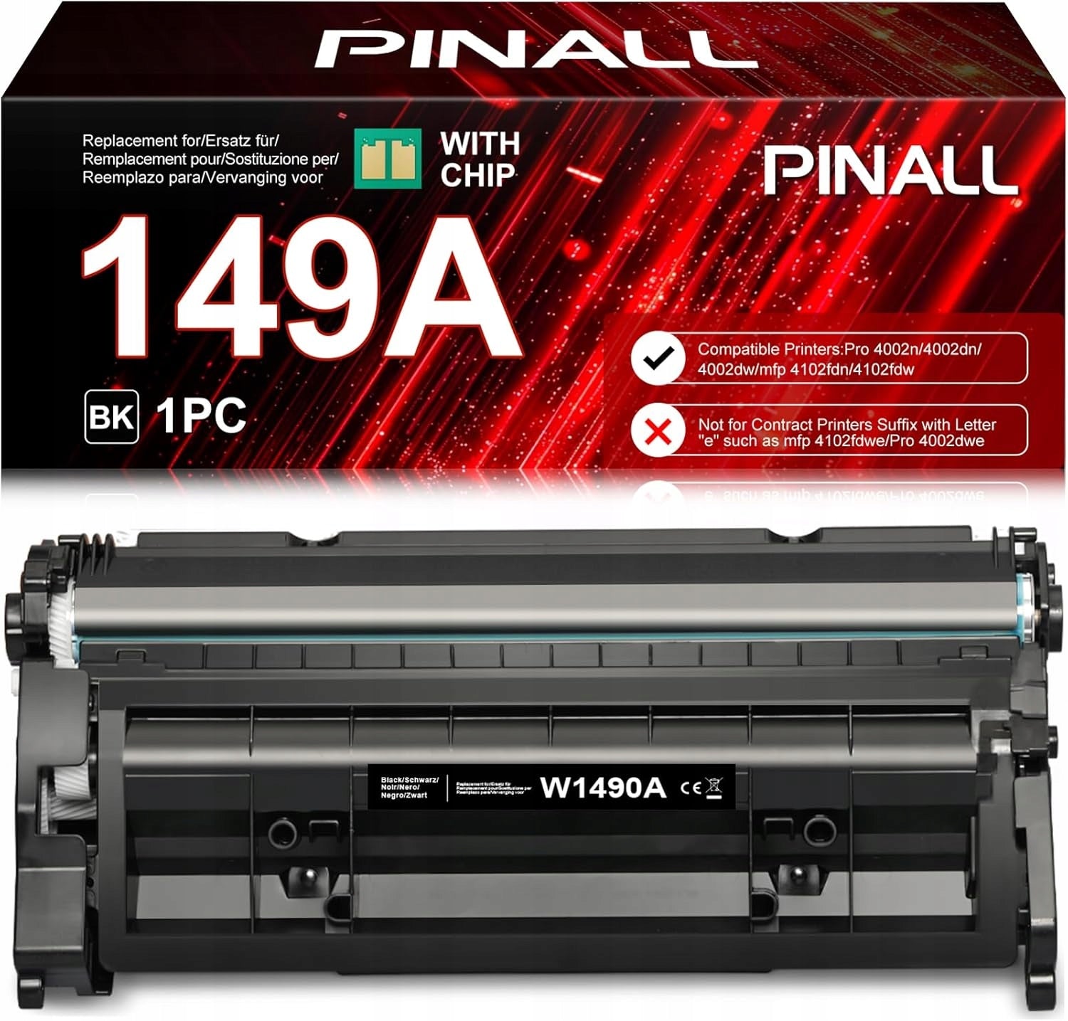 Toner PINALL 149A W1490A (with chip) Compatible with HP 149 149X W1490A 149A Manufacturer code 6941580895331