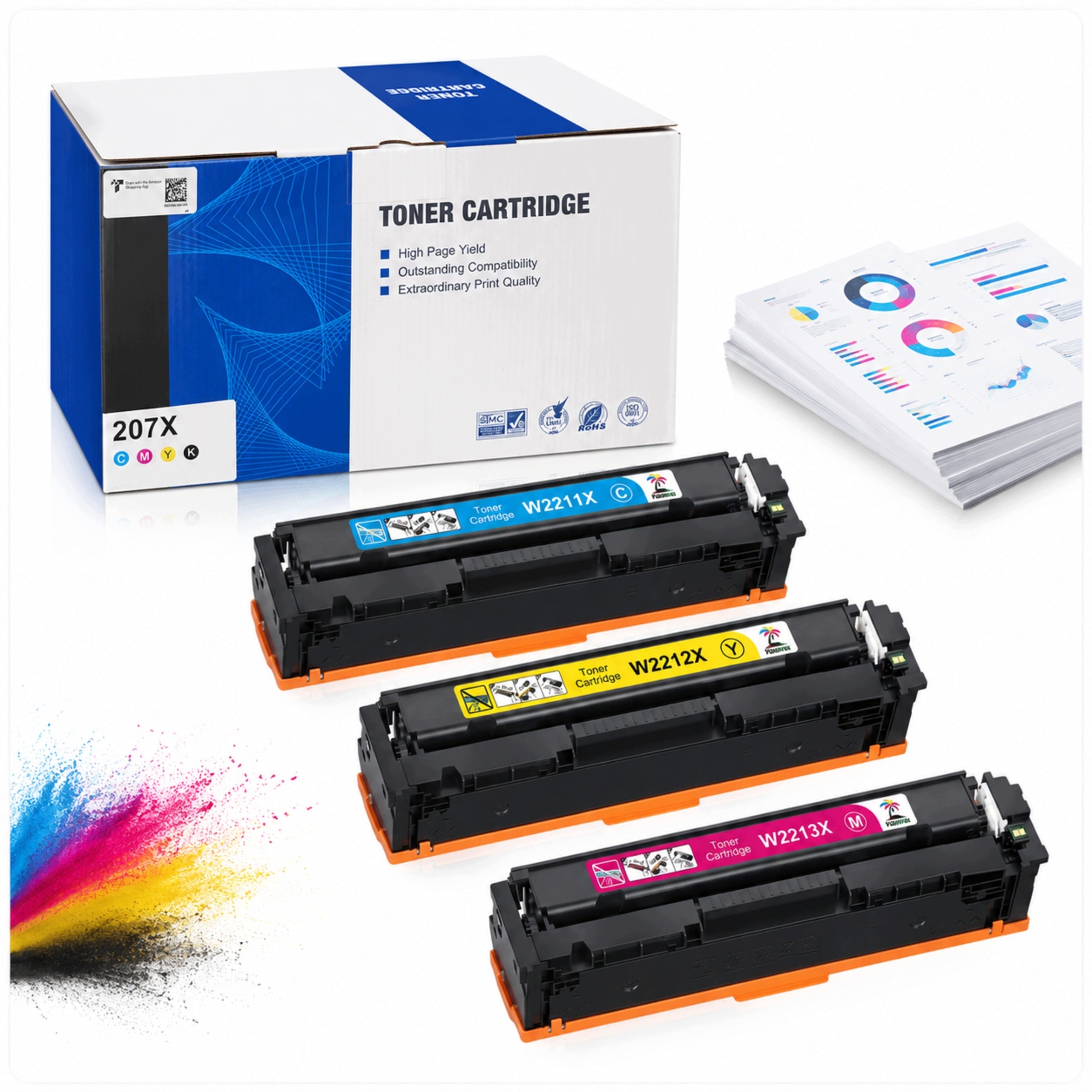 Toner Printer Color Toner Multipack 4x 207X for HP XL with Chip