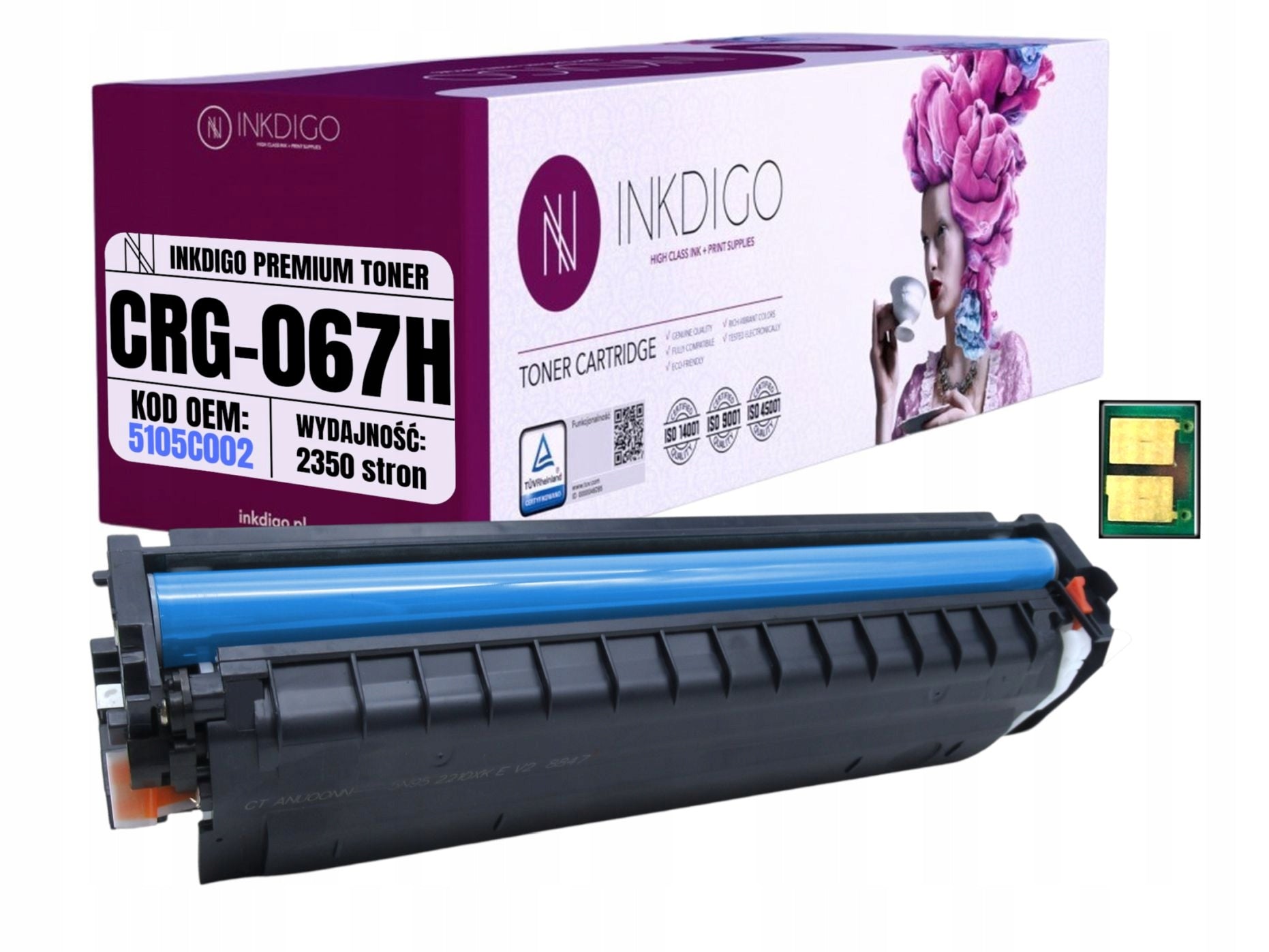 Toner cartridge Inkdigo replacement CRG-067HC for Canon blue cyan 2350 pages